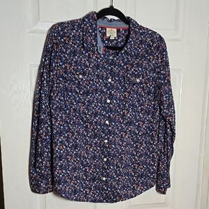 St. John's Bay Floral Button Down Shirt - Blue and Red